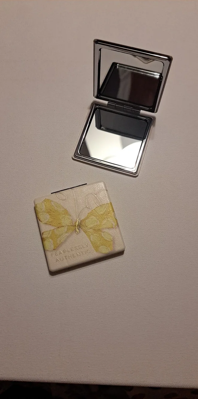 Bundle of 2 Butterfly Compact Mirrors - Yellow & Mint with Gold Detailing